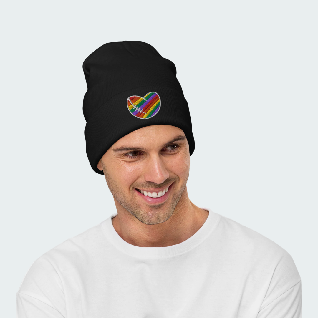 Footy Heart Embroidered Beanie