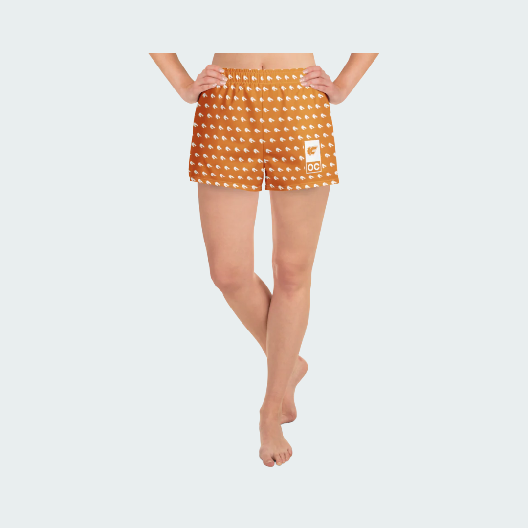 All-Over Print Unisex Athletic Shorts Orange County Checkered