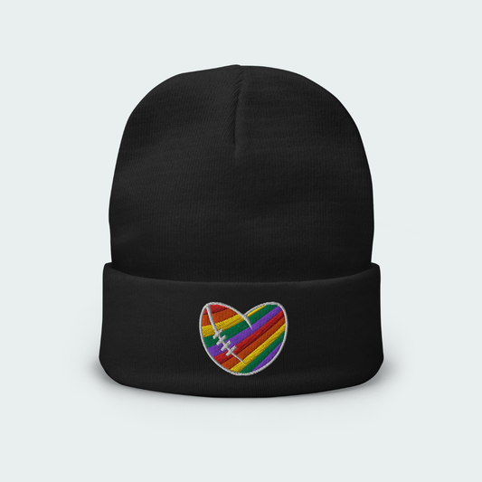 Footy Heart Embroidered Beanie