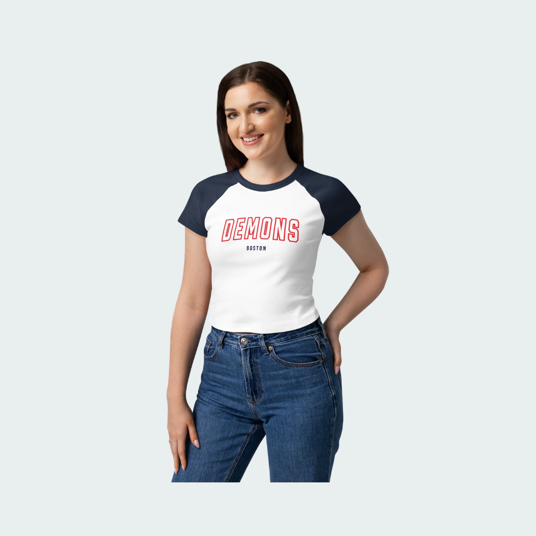 Women’s micro rib raglan baby tee Boston