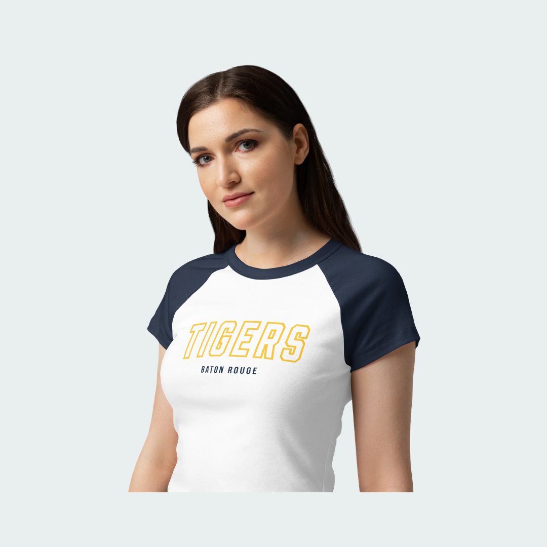 Women’s micro rib raglan baby tee Baton Rouge