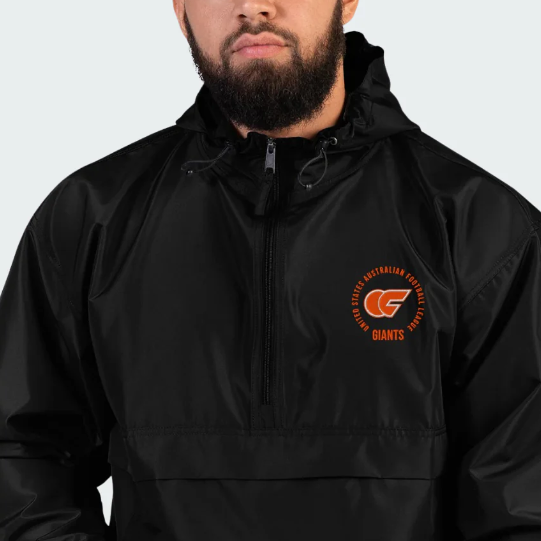 Embroidered Champion Packable Jacket Orange County