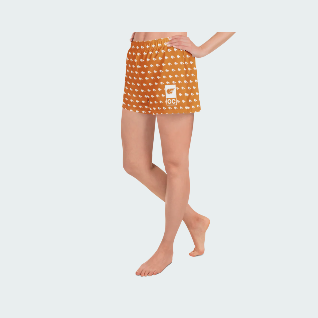 All-Over Print Unisex Athletic Shorts Orange County Checkered