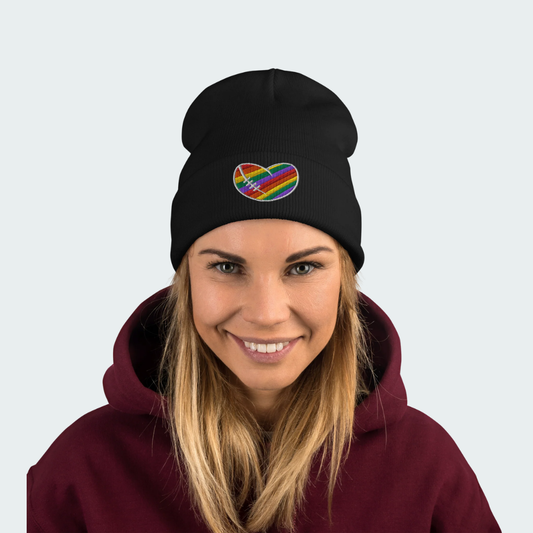 Footy Heart Embroidered Beanie